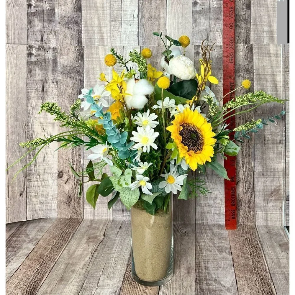 Sunflower Daisy Eucalyptus Floral Arrangement Baby Wedding Birthday Family Reuni